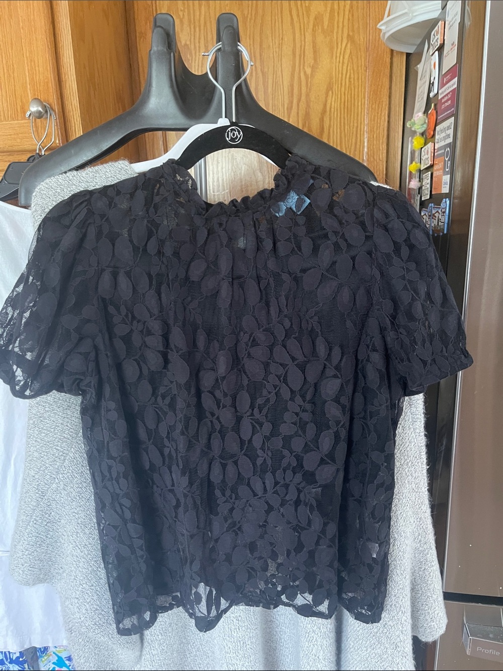 CeCe Black Blouse Size M fern